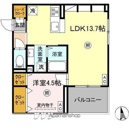 ＴＯＴＯーＣＲＯＳＳ祇園[1LDK/42.03m2]の間取図