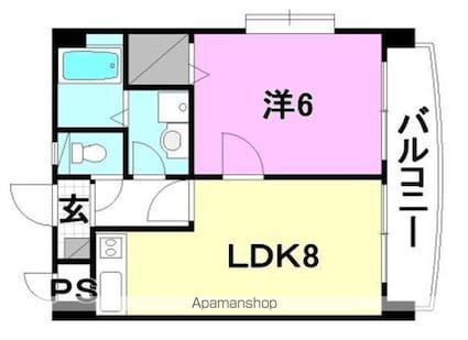 メゾン越智　[1LDK/35.3m2]の間取図