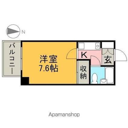 ルピナス栄[1K/22m2]の間取図