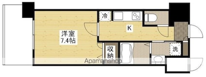 広島県広島市中区国泰寺町１丁目[1K/25.45m2]の間取図