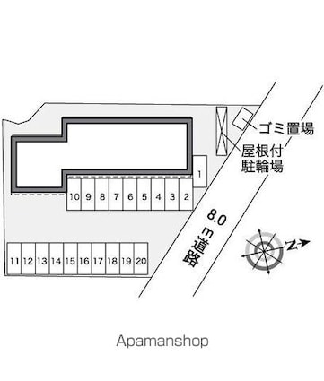 レオパレスＶＩＳＴＡ[1K/23.61m2]の配置図