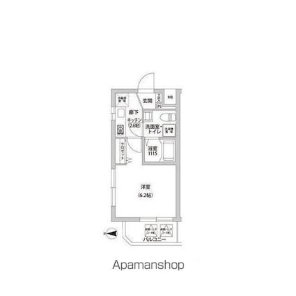 グランデュオ北沢[1K/20.47m2]の間取図