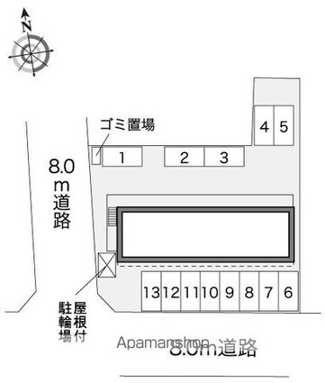 レオパレスエクセル[1K/21.81m2]の配置図