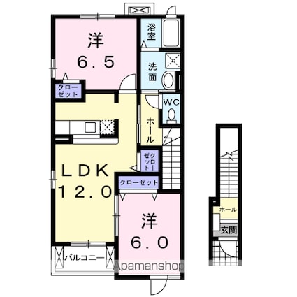 グレイスコートＢ[2LDK/58.86m2]の間取図