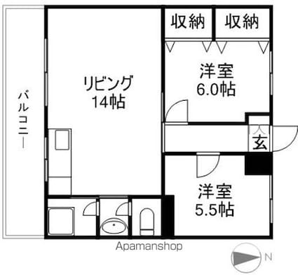 ミヤザキ第１マンション[2LDK/57.76m2]の間取図