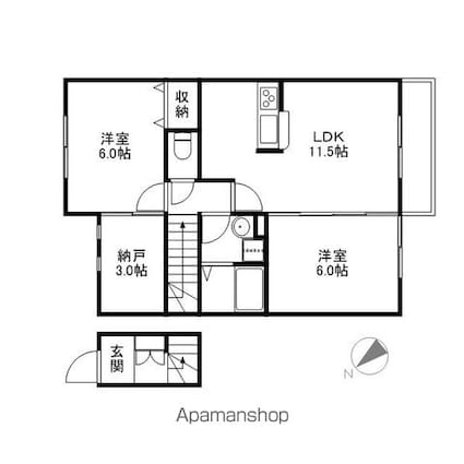 ファインレジデンス[2SLDK/62.18m2]の間取図