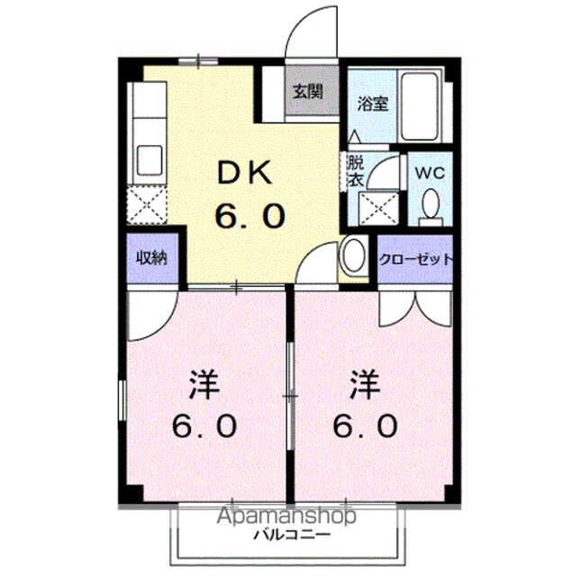 フォレストヒルズ[2DK/40.04m2]の間取図