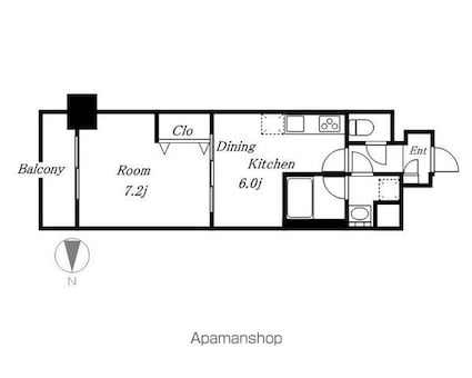 フレール上前津[1DK/34.82m2]の間取図