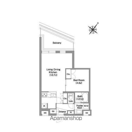 コンフォリア・リヴ渋谷本町[1LDK/40.98m2]の間取図
