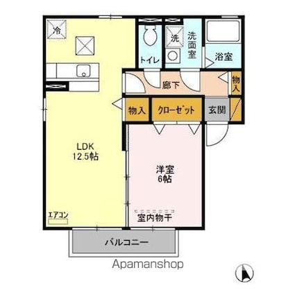 マノワールＫ　Ａ・Ｂ[1LDK/45.45m2]の間取図