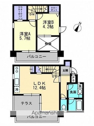 香川県高松市春日町[2LDK/60.39m2]の間取図