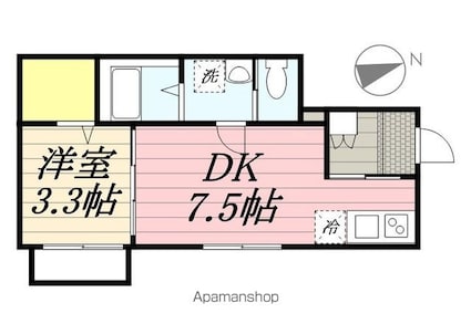 ヴィラ北松戸[1DK/28.44m2]の間取図