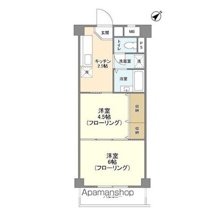 サンヒルズ赤塚[2K/32.5m2]の間取図