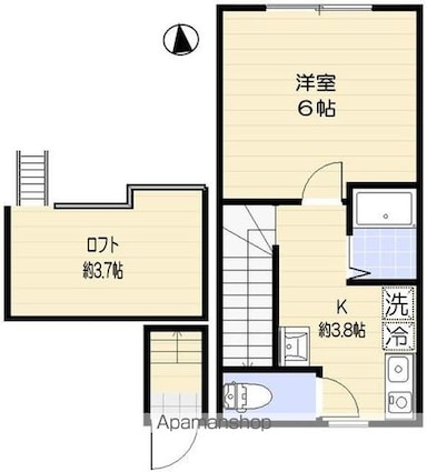 アオアクア浜田山[1K/23.42m2]の間取図