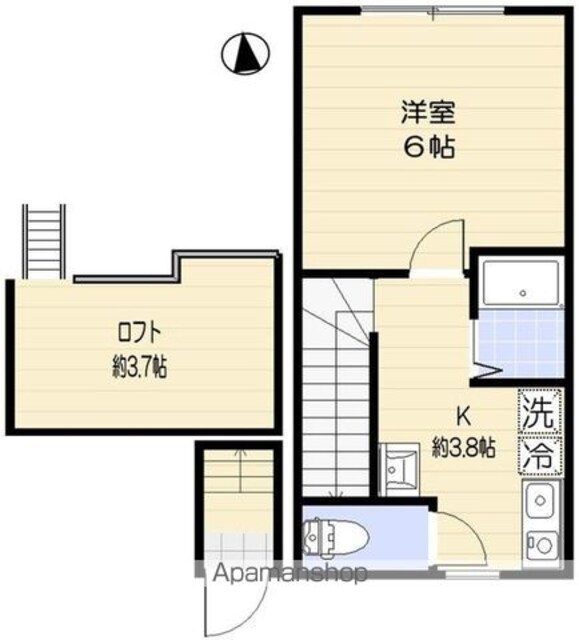 アオアクア浜田山[1K/23.42m2]の間取図