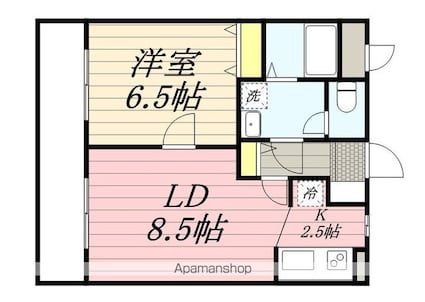 エクシード二ツ木Ｃ棟[1LDK/40.78m2]の間取図