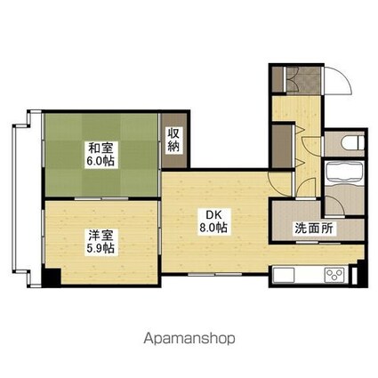 カルチェ大手町[1K/25.42m2]の間取図