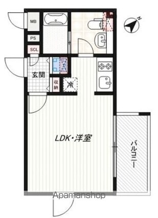 アレーロ北参道[1R/26.42m2]の間取図