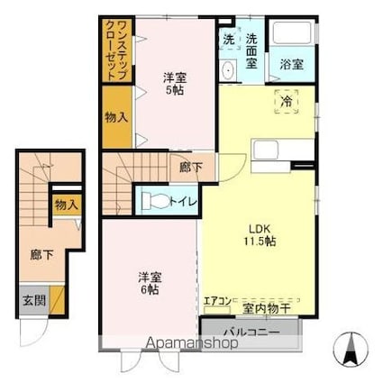 アンスリール　Ｂ[2LDK/59.05m2]の間取図