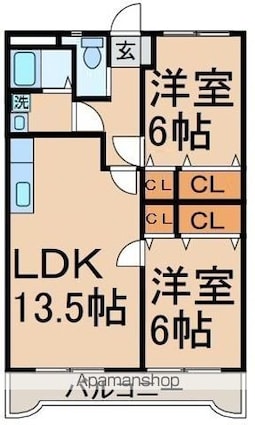 ハイツ多摩[2LDK/58.7m2]の間取図