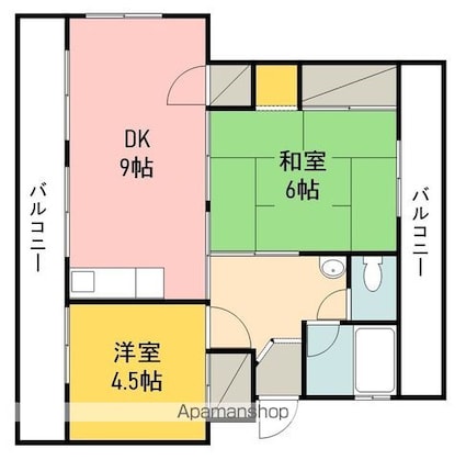 クレインハイツ[2DK/49m2]の間取図
