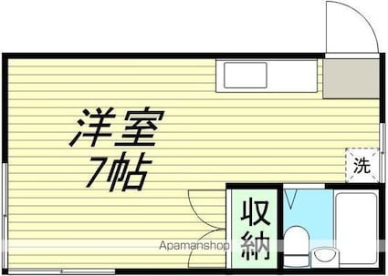 リバーサイド若葉町[1K/19m2]の間取図