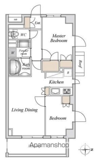 東京都北区志茂１丁目[2LDK/54.13m2]の間取図