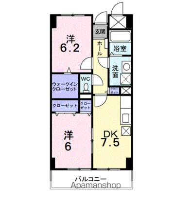 アメニティ屋島[2DK/51.29m2]の間取図