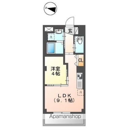 コンフォート　若木[1LDK/33.35m2]の間取図