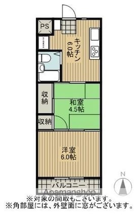 シャンクレール小林[2K/31.46m2]の間取図