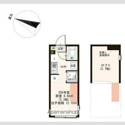 ソレイユテラス東十条[1R/12.1m2]の間取図