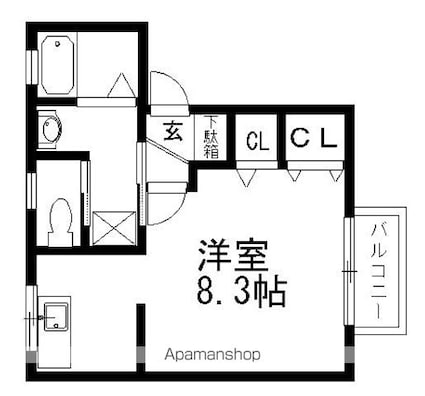 メゾンドフロール[1K/30.4m2]の間取図