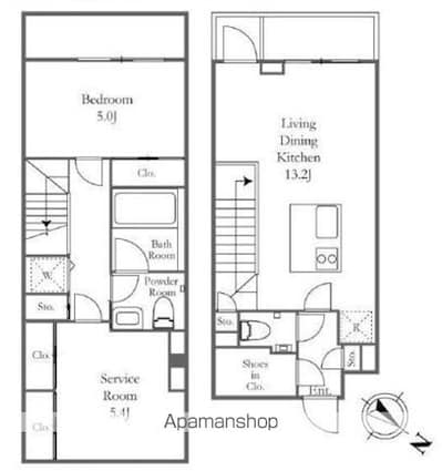 ＴＨＥ　ＬＵＤＬＯＷ　ＮＡＫＡＭＥＧＵＲＯ[2LDK/61.07m2]の間取図