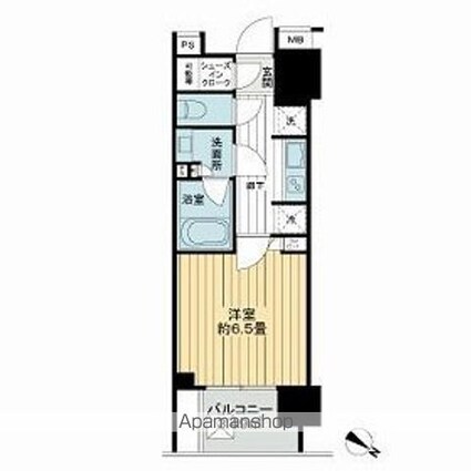 ライオンズ横濱関内レジデンス[1K/25.12m2]の間取図