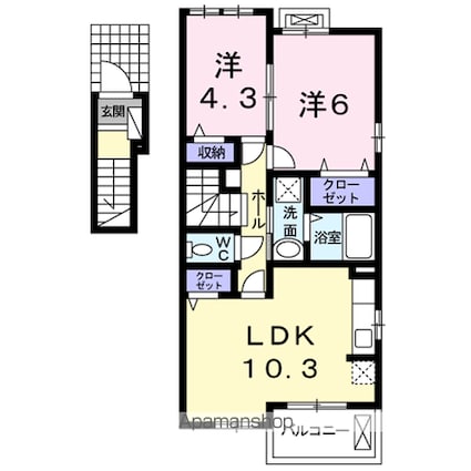 カリーノＧ[2LDK/52.83m2]の間取図