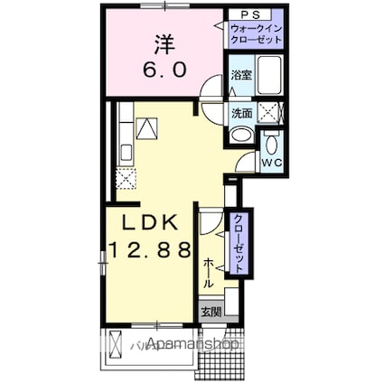 長野県伊那市西箕輪[1LDK/46.79m2]の間取図