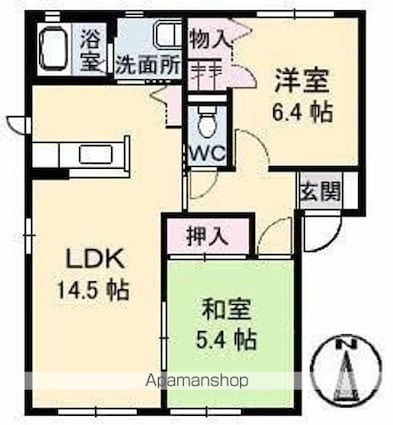 シャトーグリーンＢ棟[2LDK/61.6m2]の間取図