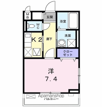 セイバリー・グローヴⅡ[1K/28.98m2]の間取図