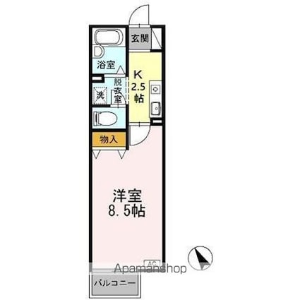 ＶＩＥＷ　ＣＯＵＲＴⅡ[1K/25.2m2]の間取図