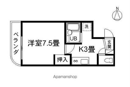 居町グリーンハイツ[1K/24m2]の間取図