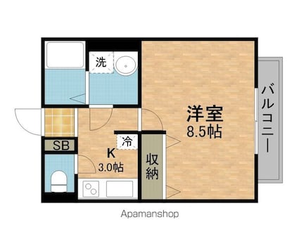 パークハイム[1K/28.9m2]の間取図