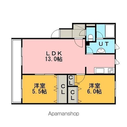 ミレニューム２１[2LDK/54.31m2]の間取図