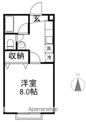 パークサイドⅠ[1K/26.44m2]の間取図