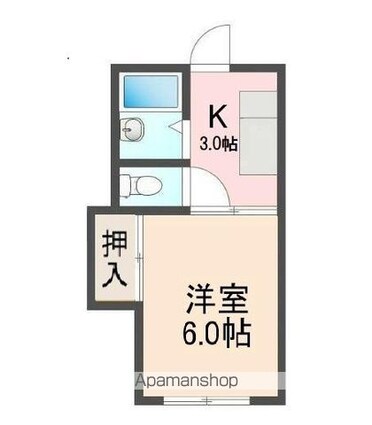 フォブール間嶋[1K/18.27m2]の間取図