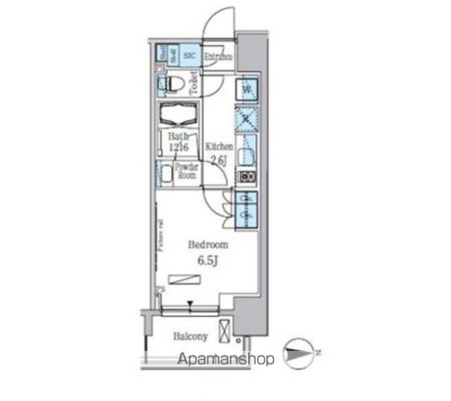パークアクシス木場[1K/25.12m2]の間取図