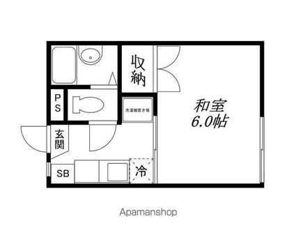 レユニオン若草[1K/17.82m2]の間取図