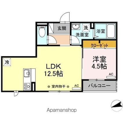 エコモンテＫ[1LDK/39.74m2]の間取図