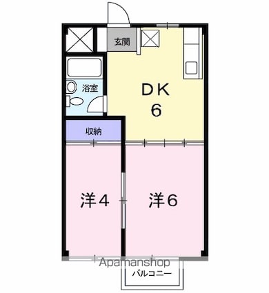 シティーハイツ奈良橋[2K/33.12m2]の間取図