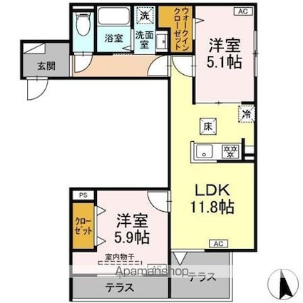 セレスティア東向島[2LDK/54.2m2]の間取図