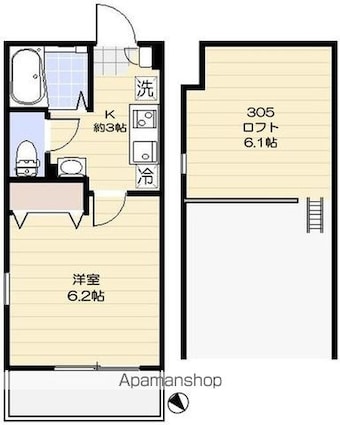 フィオーレ高野台[1K/20.02m2]の間取図